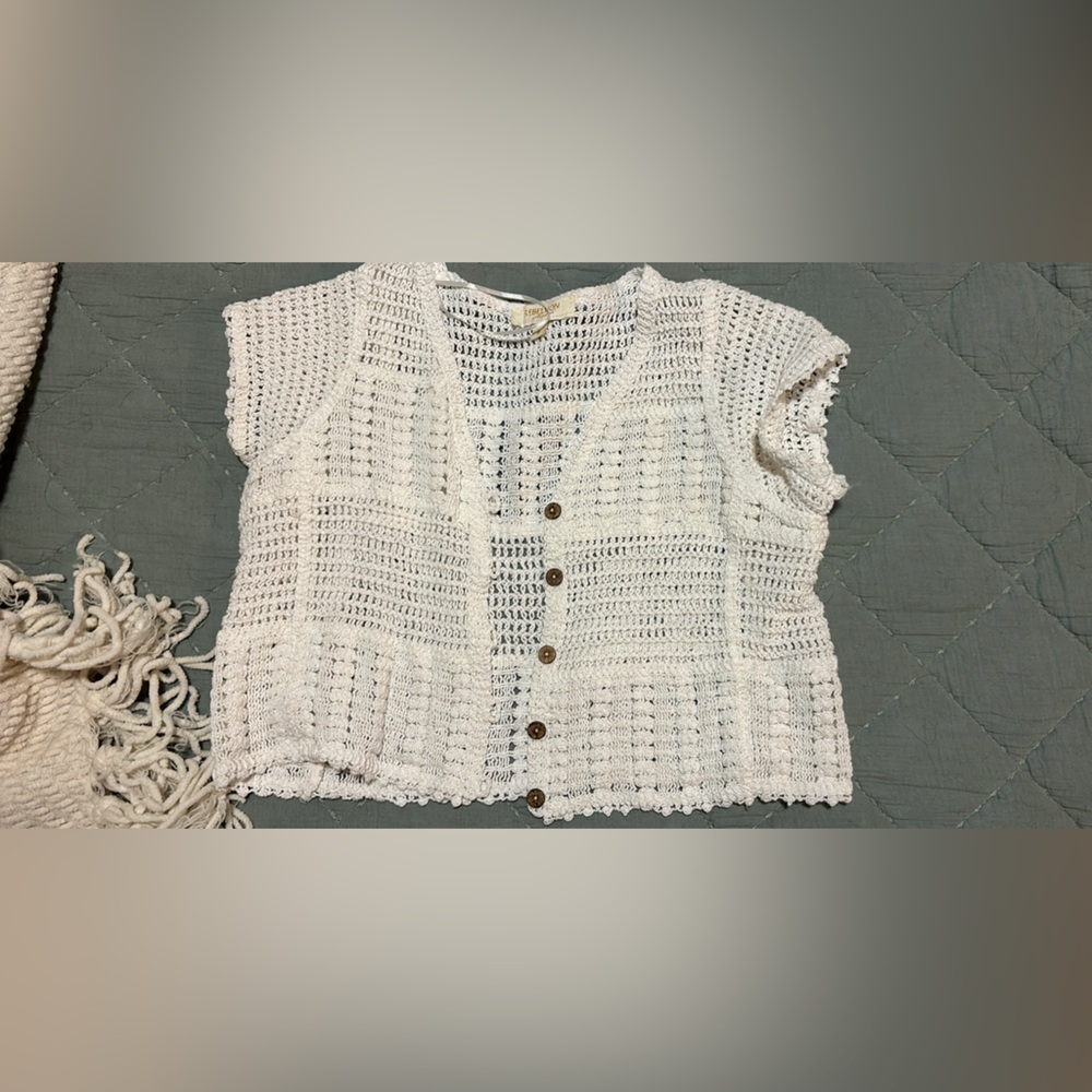 White embroidered crop top